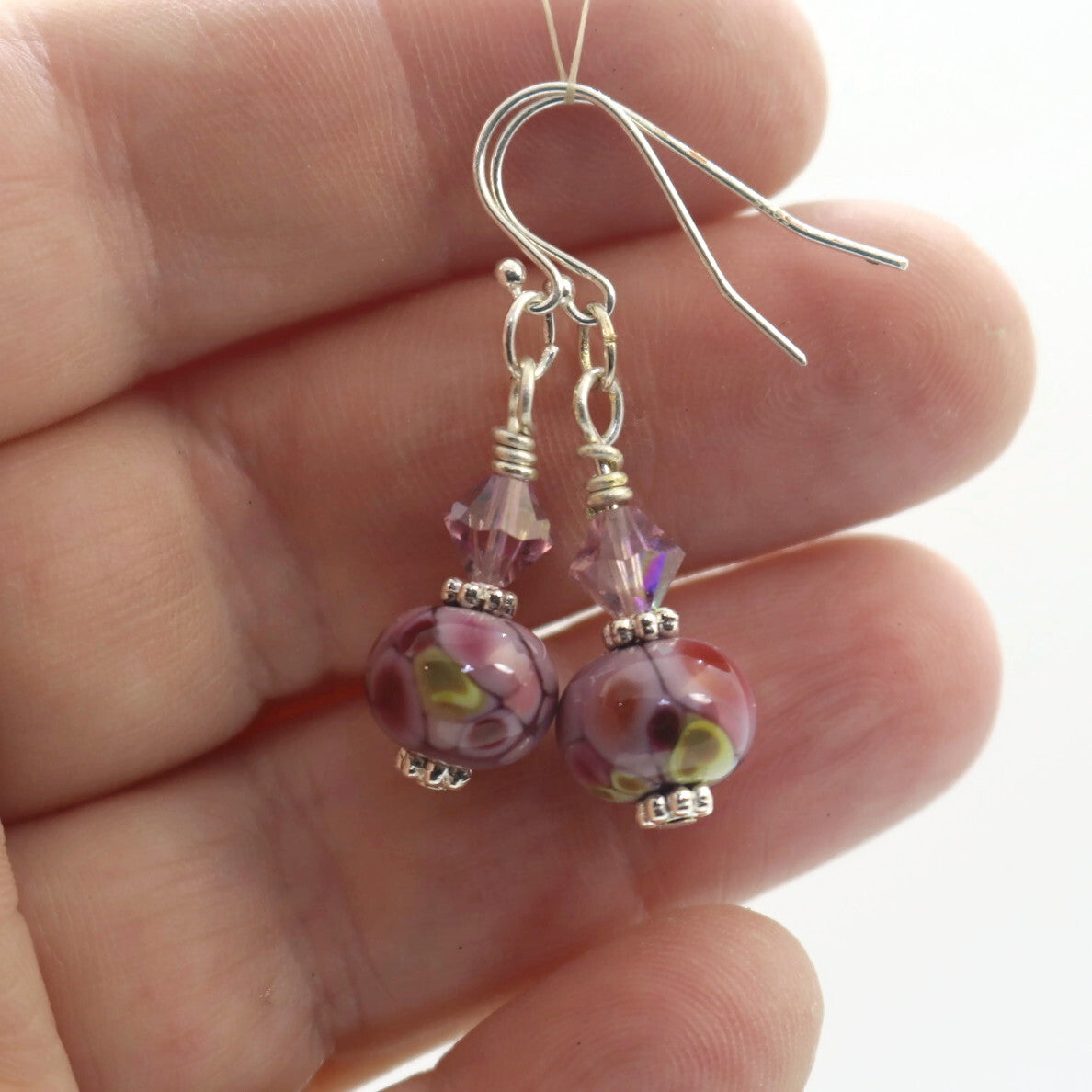 Plum Twilight Glass Bead Earrings – Handmade Lampwork Jewelry