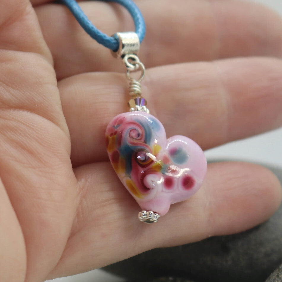 Confetti Kiss Heart – Glass Pendant Necklace