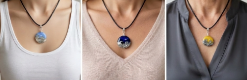 Hope small - Black Glass Pendant with Cubic Zirconia - Handmade Lampwork Jewelry for Strength