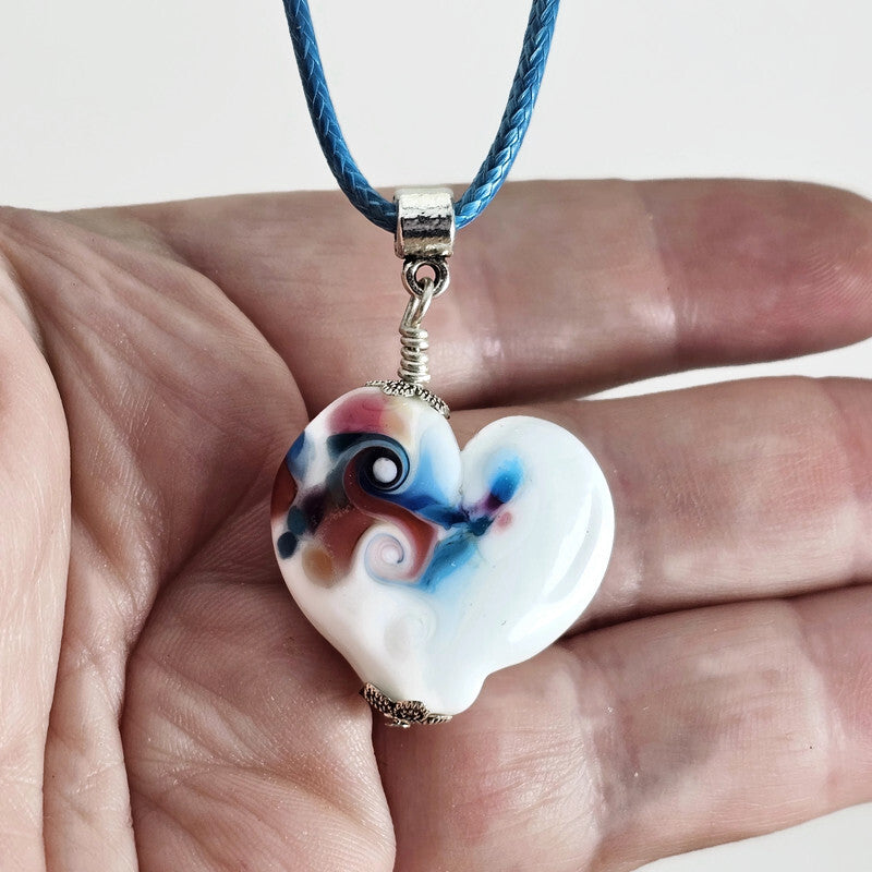 Blue Pink and white Heart