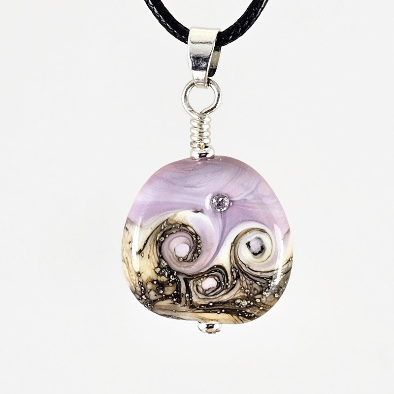 Hope small - Soft Pink Glass Pendant with Cubic Zirconia - Artisan Lampwork Jewelrly for Hope