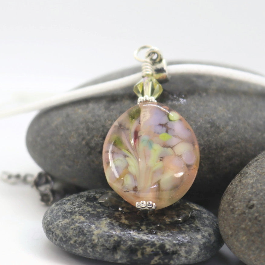 Meadow Bloom Glass Pendant – Handmade Lampwork Necklace