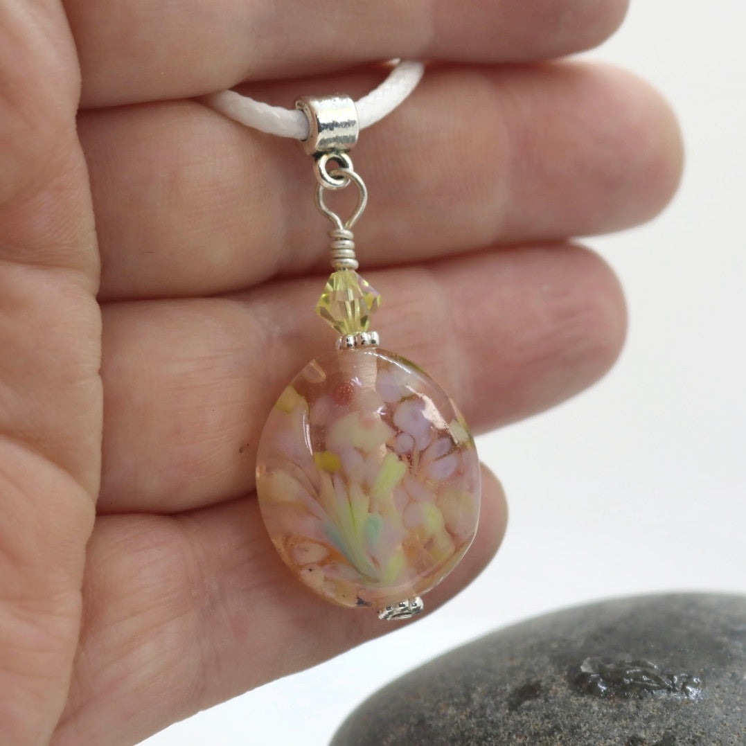 Meadow Bloom Glass Pendant – Handmade Lampwork Necklace