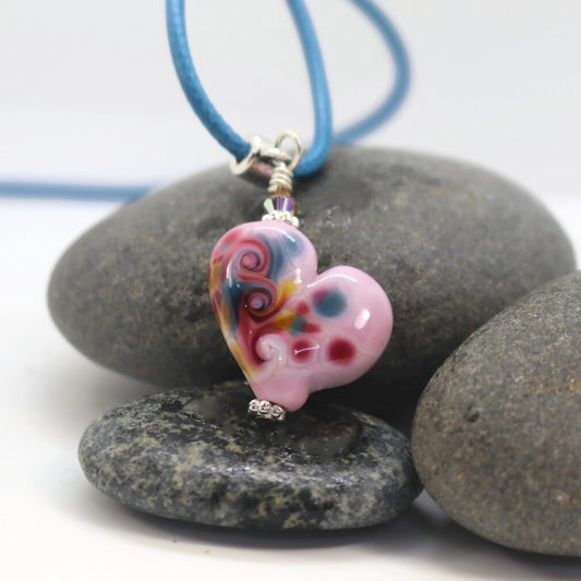 Confetti Kiss Heart – Glass Pendant Necklace