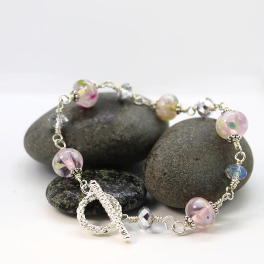 Meadow Bloom Glass Bead Bracelet – Handmade Lampwork Jewelry