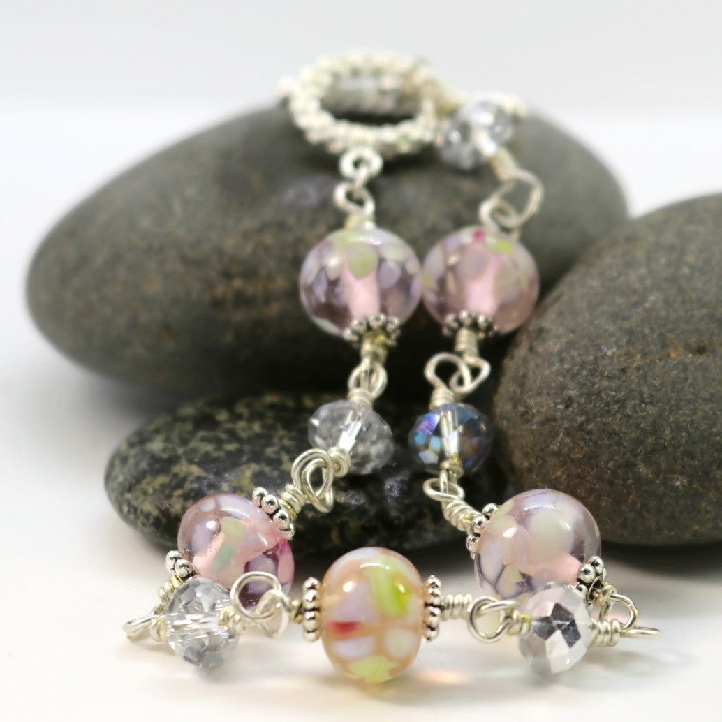 Meadow Bloom Glass Bead Bracelet – Handmade Lampwork Jewelry