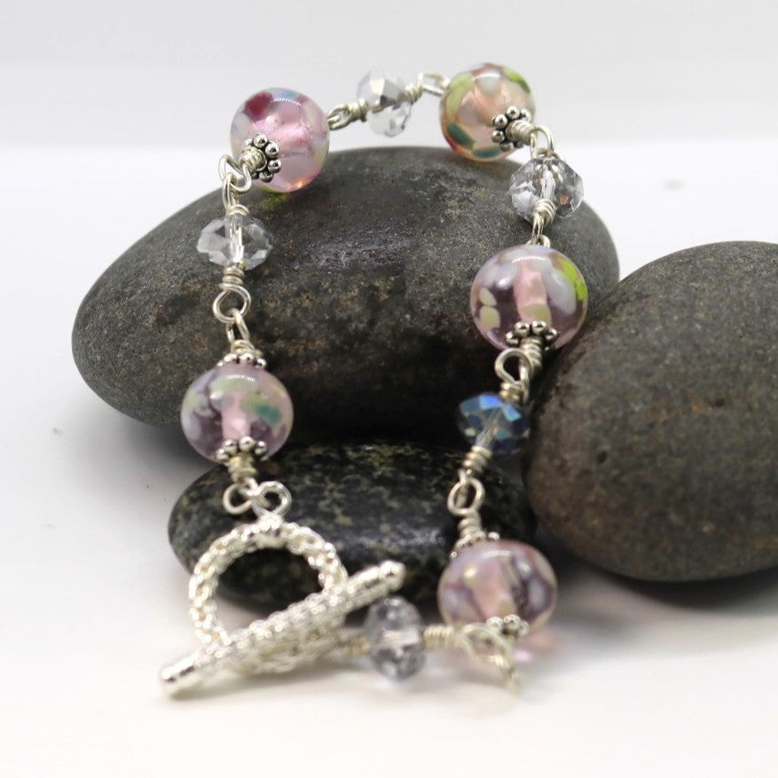 Meadow Bloom Glass Bead Bracelet – Handmade Lampwork Jewelry