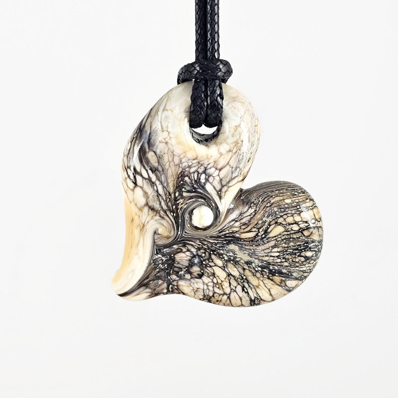 Ivory and silver organic heart