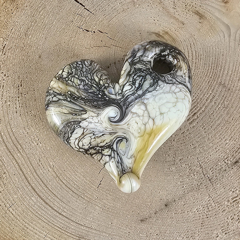 Ivory and silver organic heart