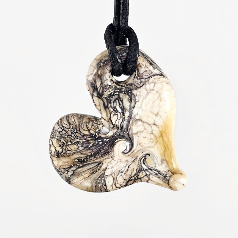 Ivory and silver organic heart