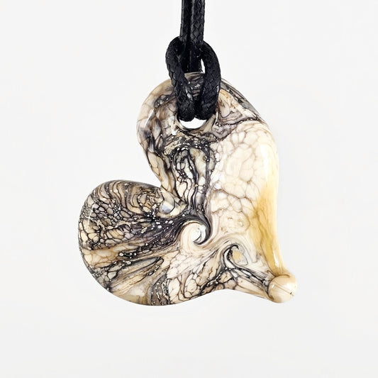Ivory and silver organic heart