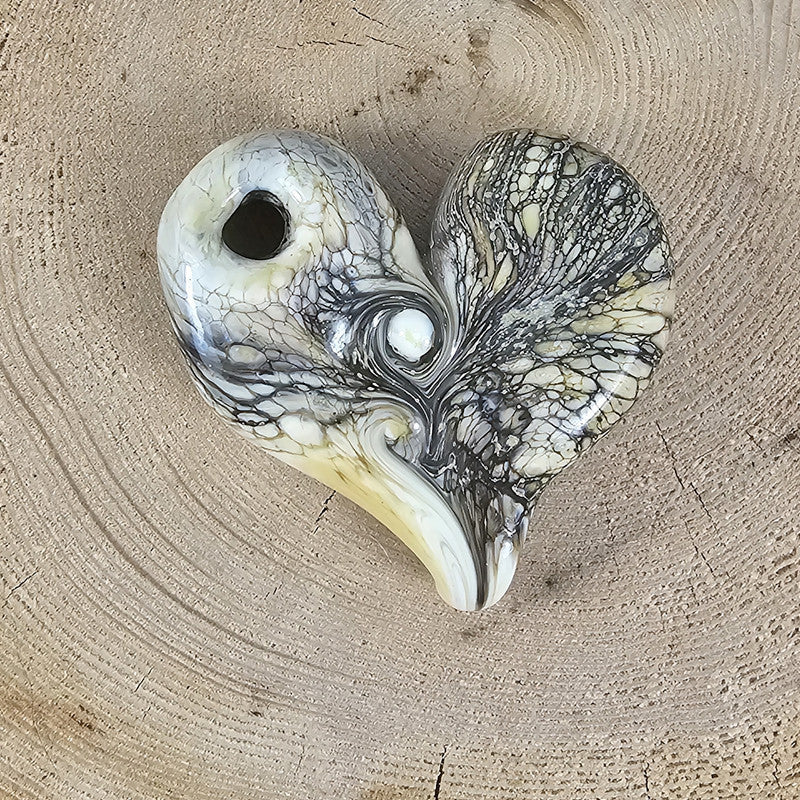 Ivory and silver organic heart
